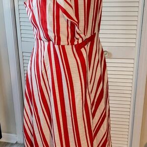 Ashley Stewart Striking Red and White Maxi Dress